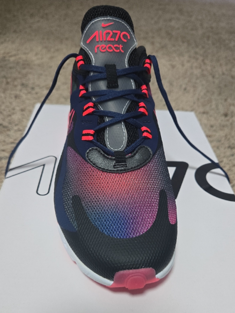 ❤️🖤 Nike Air Max 270 React Navy Black Pink Sneaker - Picture 5 of 9